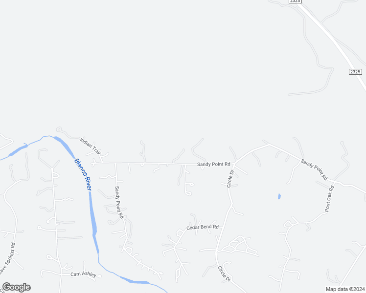 map of restaurants, bars, coffee shops, grocery stores, and more near 1000 Sandy Point Road in Wimberley