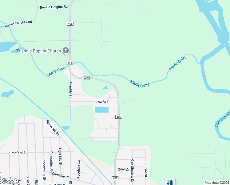 map of restaurants, bars, coffee shops, grocery stores, and more near 3333 Farm to Market Road 408 in Orange