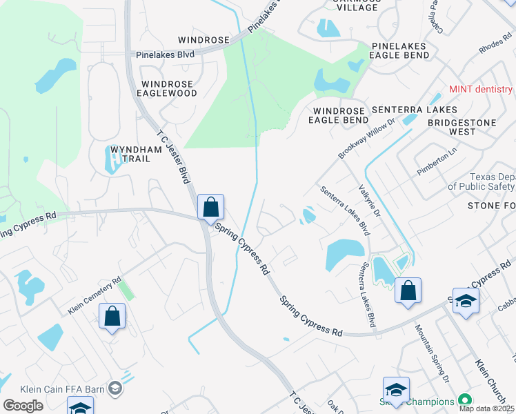 map of restaurants, bars, coffee shops, grocery stores, and more near 6247 Warwick Garden Lane in Spring