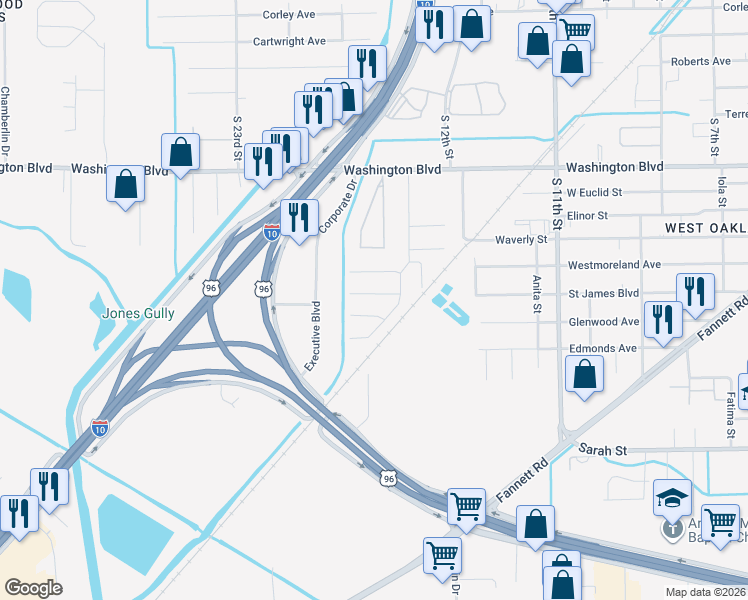 map of restaurants, bars, coffee shops, grocery stores, and more near 4225 Simpson Drive in Beaumont