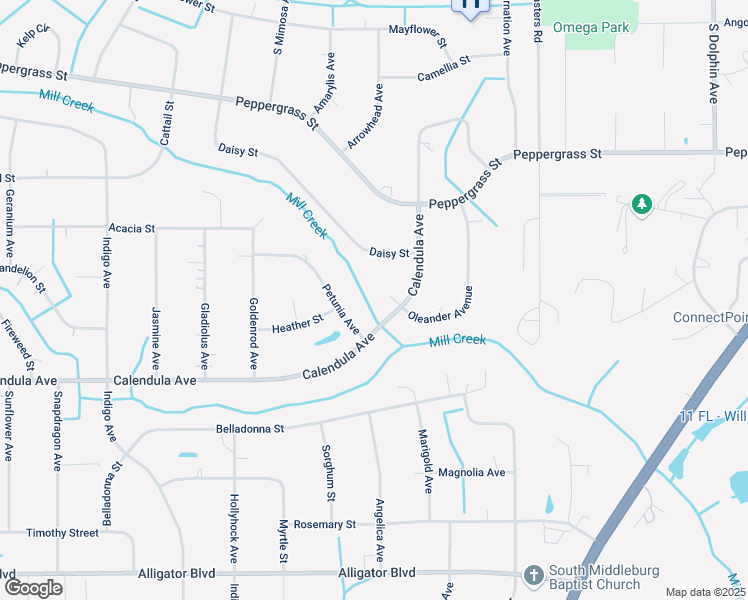 map of restaurants, bars, coffee shops, grocery stores, and more near 2481 Oleander Avenue in Middleburg