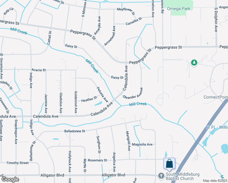 map of restaurants, bars, coffee shops, grocery stores, and more near 2481 Oleander Avenue in Middleburg