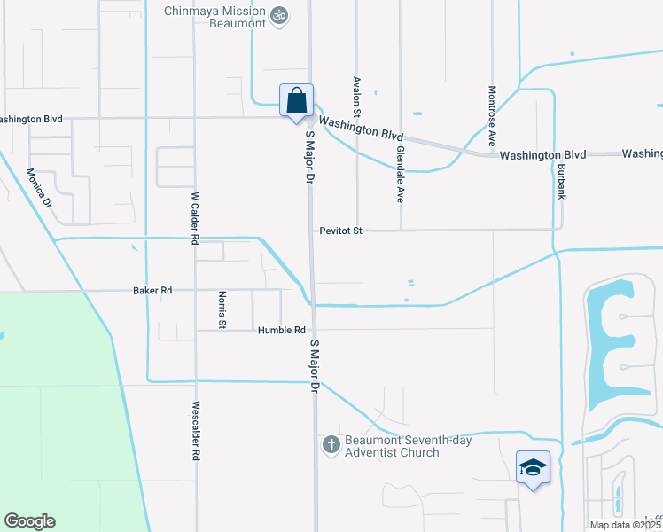 map of restaurants, bars, coffee shops, grocery stores, and more near 8285 Pevitot Street in Beaumont