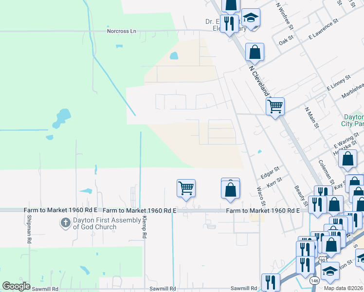 map of restaurants, bars, coffee shops, grocery stores, and more near in Dayton