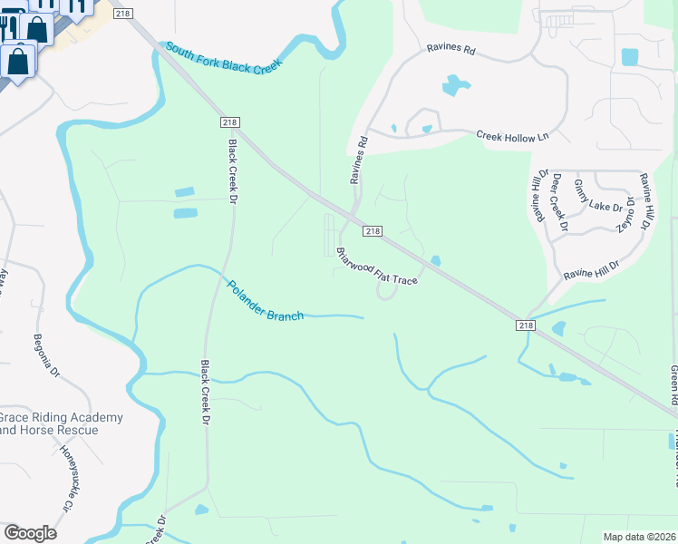 map of restaurants, bars, coffee shops, grocery stores, and more near 3791 County Road 218 in Middleburg