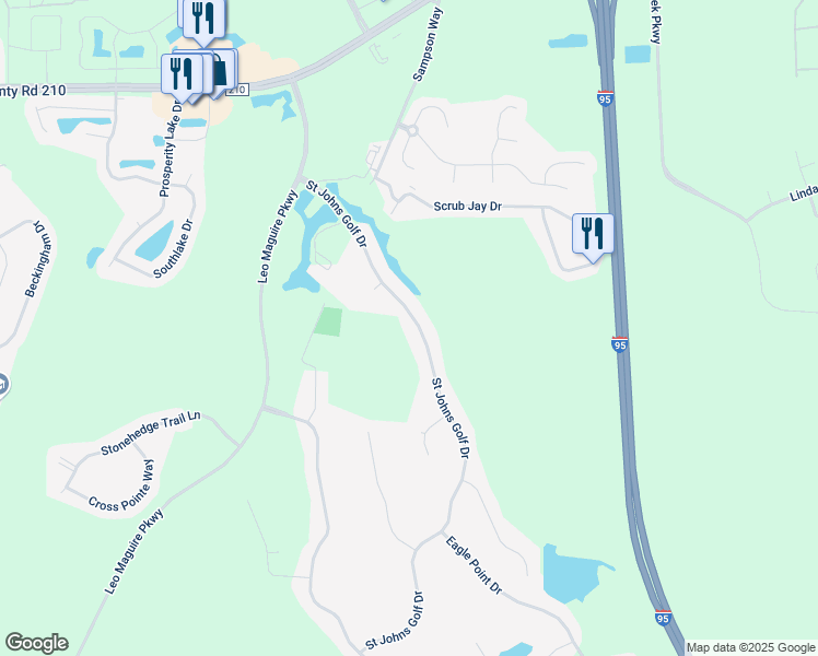 map of restaurants, bars, coffee shops, grocery stores, and more near 248 Saint Johns Golf Drive in St. Augustine