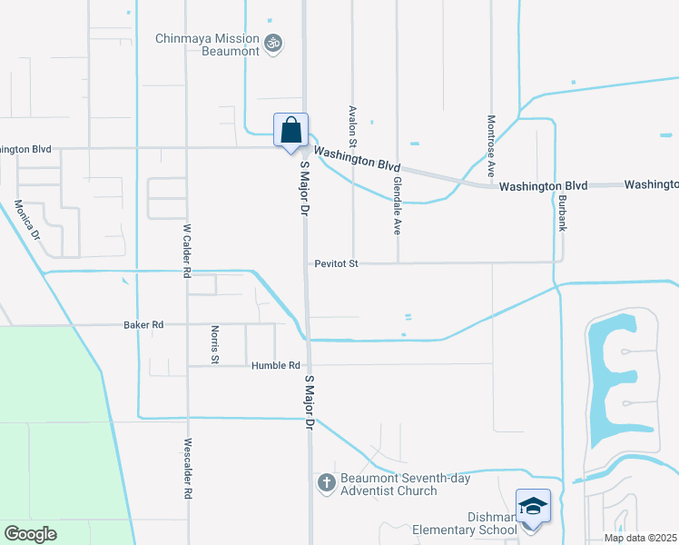 map of restaurants, bars, coffee shops, grocery stores, and more near 8285 Pevitot Street in Beaumont
