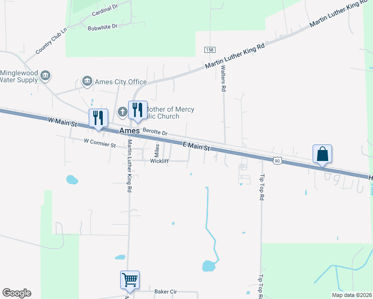 map of restaurants, bars, coffee shops, grocery stores, and more near 420 East Main Street in Ames