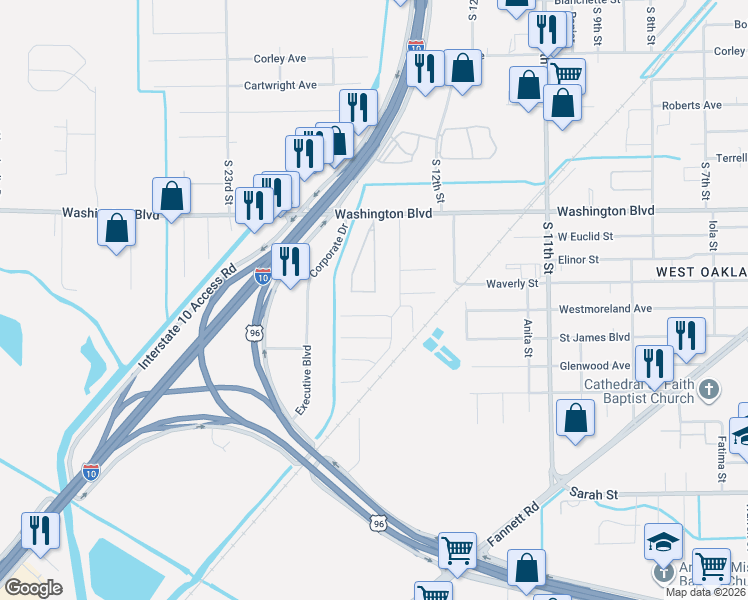 map of restaurants, bars, coffee shops, grocery stores, and more near 4240 Pierre Drive in Beaumont