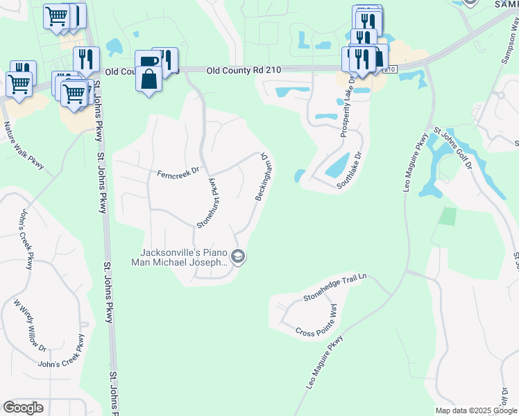 map of restaurants, bars, coffee shops, grocery stores, and more near 1064 Beckingham Drive in St. Augustine