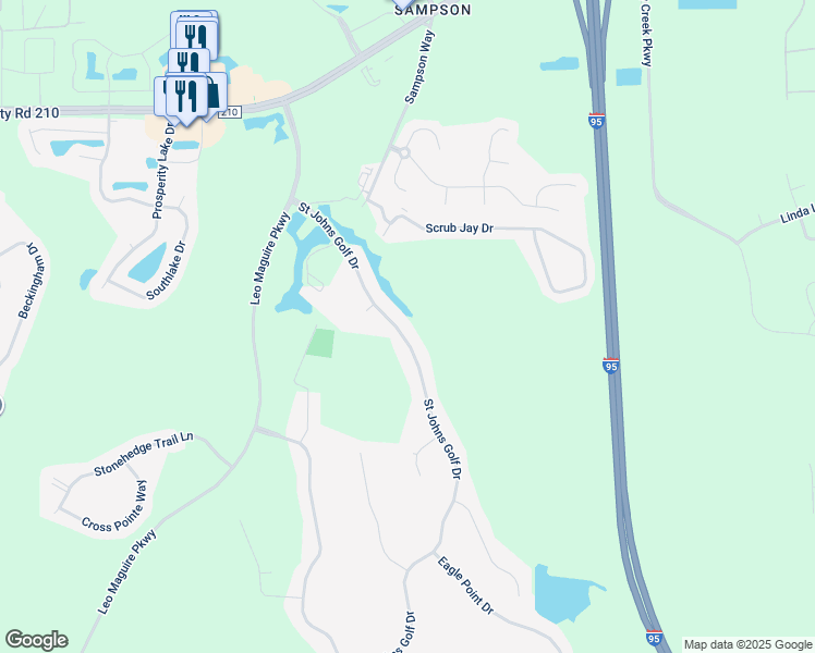 map of restaurants, bars, coffee shops, grocery stores, and more near 248 Saint Johns Golf Drive in St. Augustine