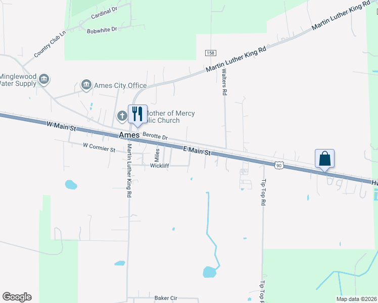 map of restaurants, bars, coffee shops, grocery stores, and more near 420 East Main Street in Ames