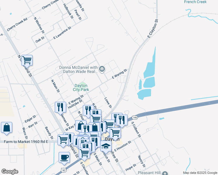 map of restaurants, bars, coffee shops, grocery stores, and more near 509 East Waring Street in Dayton