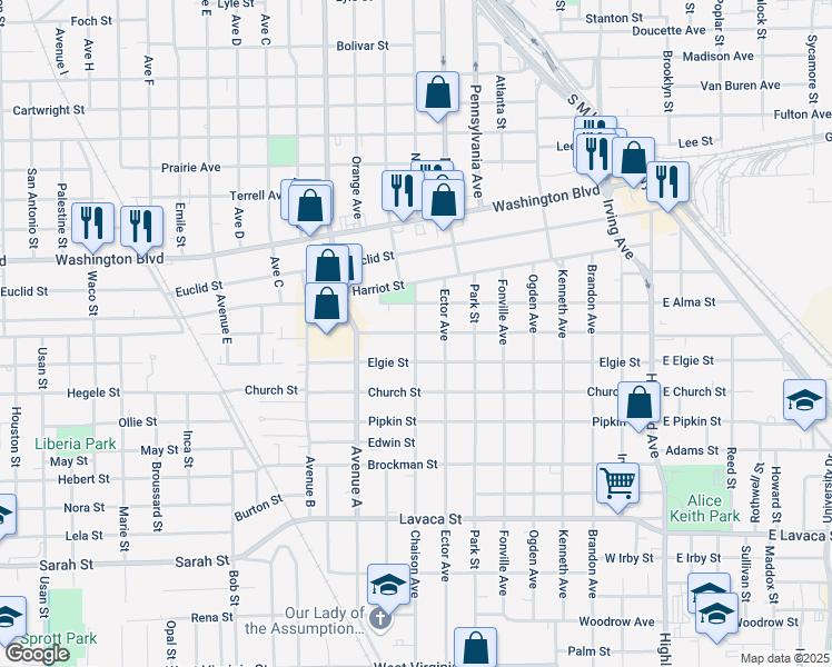 map of restaurants, bars, coffee shops, grocery stores, and more near 3401 Chaison Avenue in Beaumont
