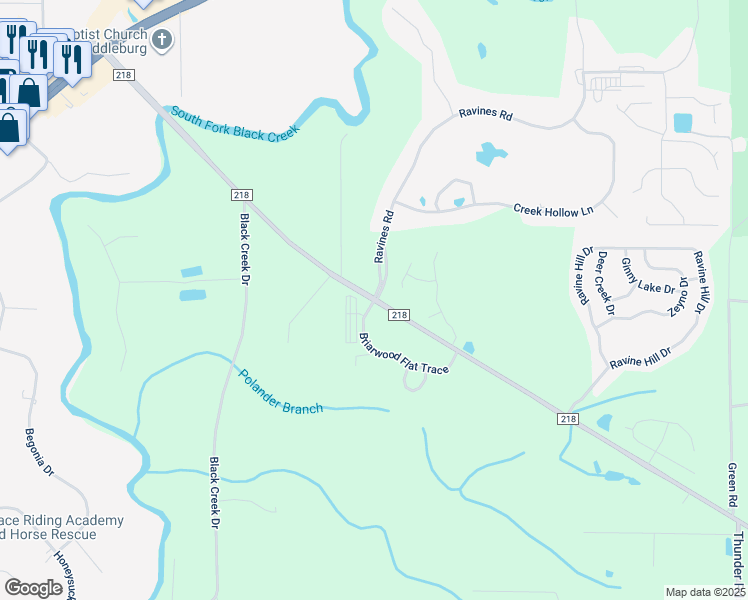 map of restaurants, bars, coffee shops, grocery stores, and more near 2620 Ravines Road in Middleburg