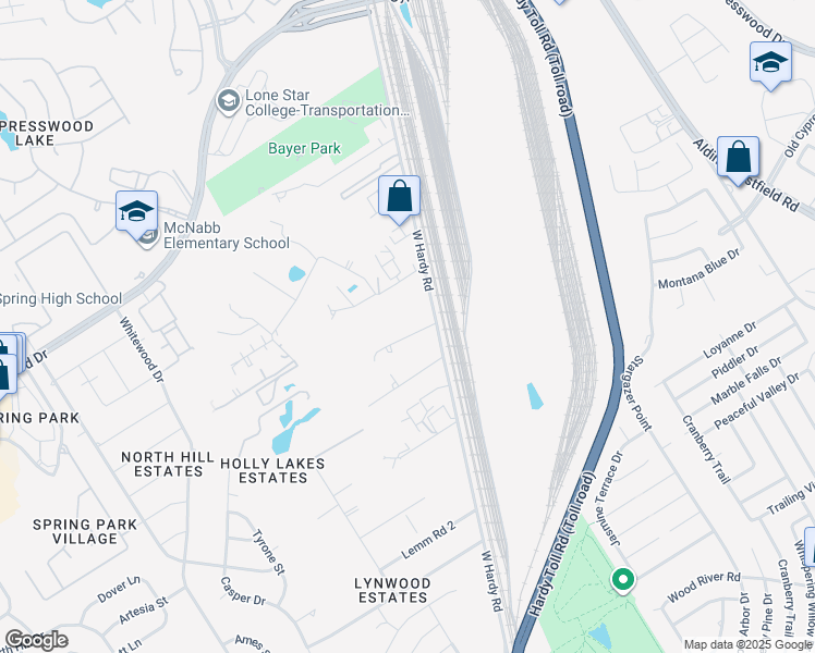 map of restaurants, bars, coffee shops, grocery stores, and more near 1414 James Road in Spring