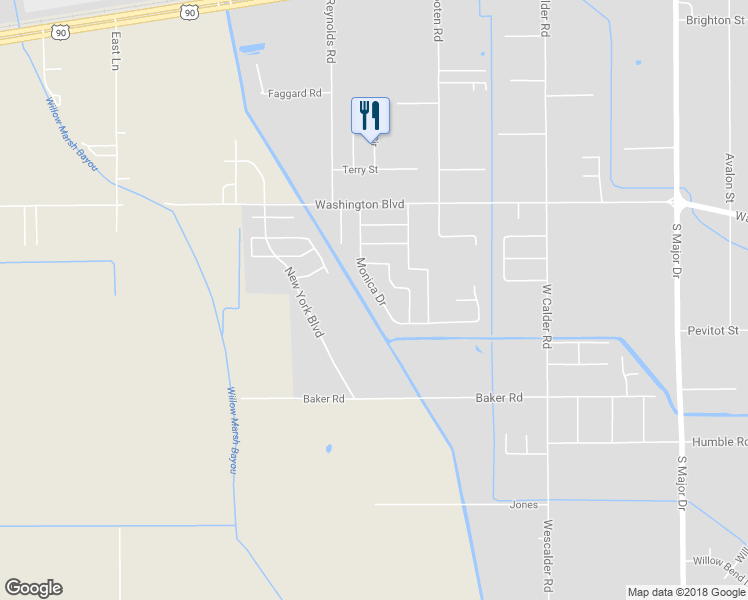 map of restaurants, bars, coffee shops, grocery stores, and more near 2290 Monica Street in Beaumont