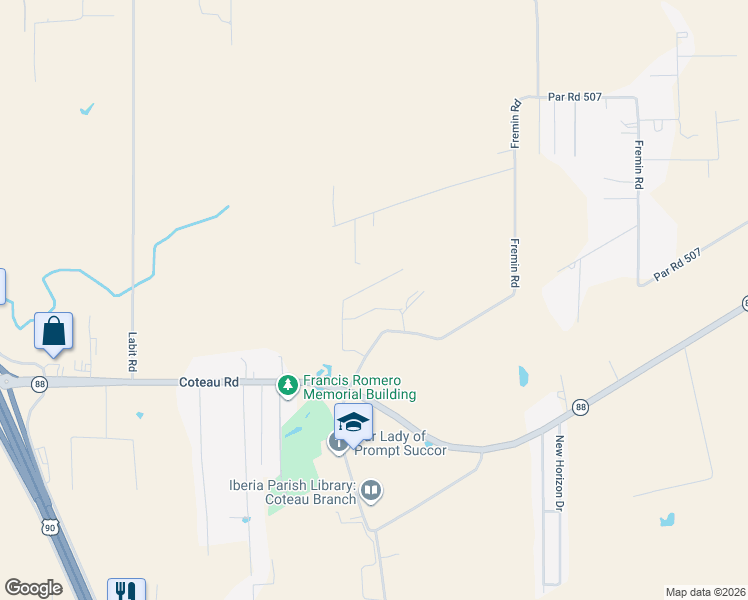 map of restaurants, bars, coffee shops, grocery stores, and more near 1809 Laurent Armentor Road in New Iberia