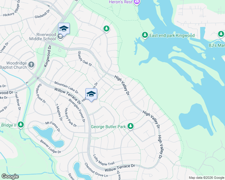map of restaurants, bars, coffee shops, grocery stores, and more near 2502 Red Wren Court in Houston