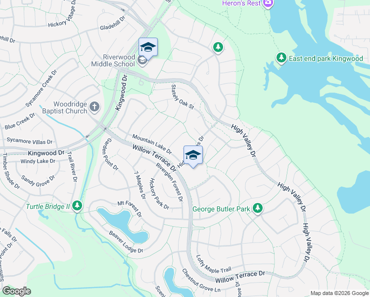 map of restaurants, bars, coffee shops, grocery stores, and more near 2110 Grand Mesa Drive in Houston