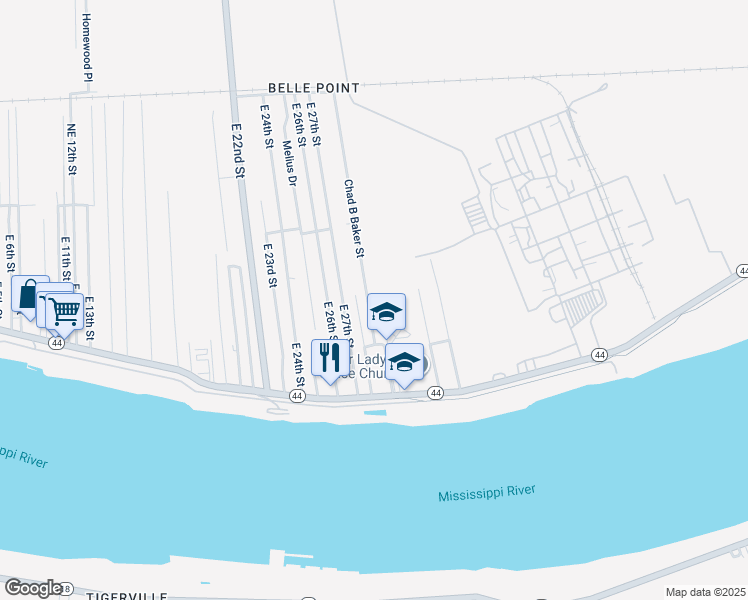 map of restaurants, bars, coffee shops, grocery stores, and more near 136 Chad B Baker Street in Reserve