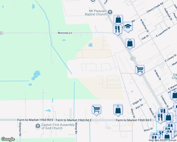 map of restaurants, bars, coffee shops, grocery stores, and more near 1171 Mulberry Ln in Dayton