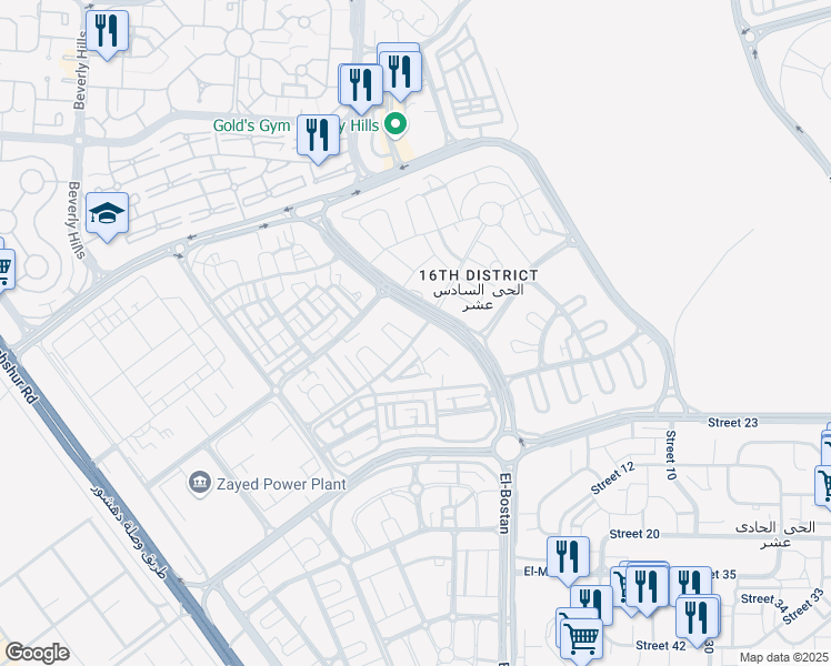 map of restaurants, bars, coffee shops, grocery stores, and more near in Second Al Sheikh Zayed