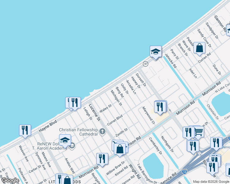 map of restaurants, bars, coffee shops, grocery stores, and more near 7938 Berg Road in New Orleans