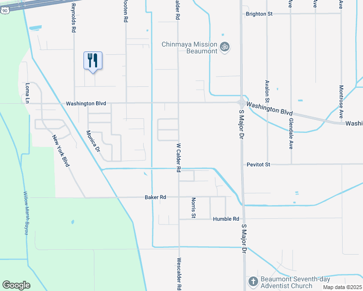 map of restaurants, bars, coffee shops, grocery stores, and more near 2235 Wescalder Road in Beaumont