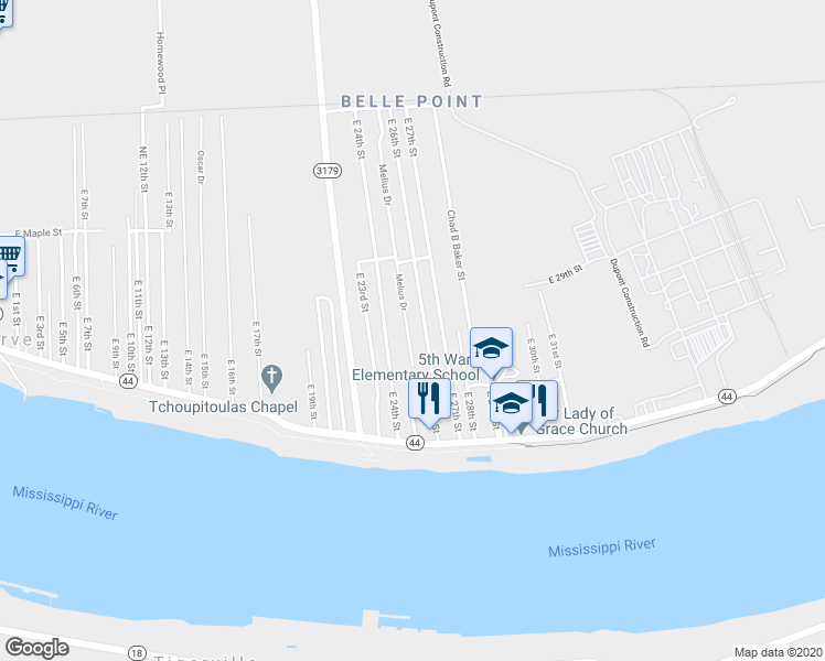 map of restaurants, bars, coffee shops, grocery stores, and more near 140 Melius Drive in Reserve