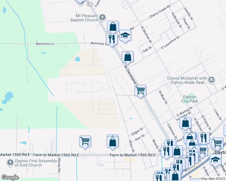 map of restaurants, bars, coffee shops, grocery stores, and more near 1860 Redwood Lane in Dayton