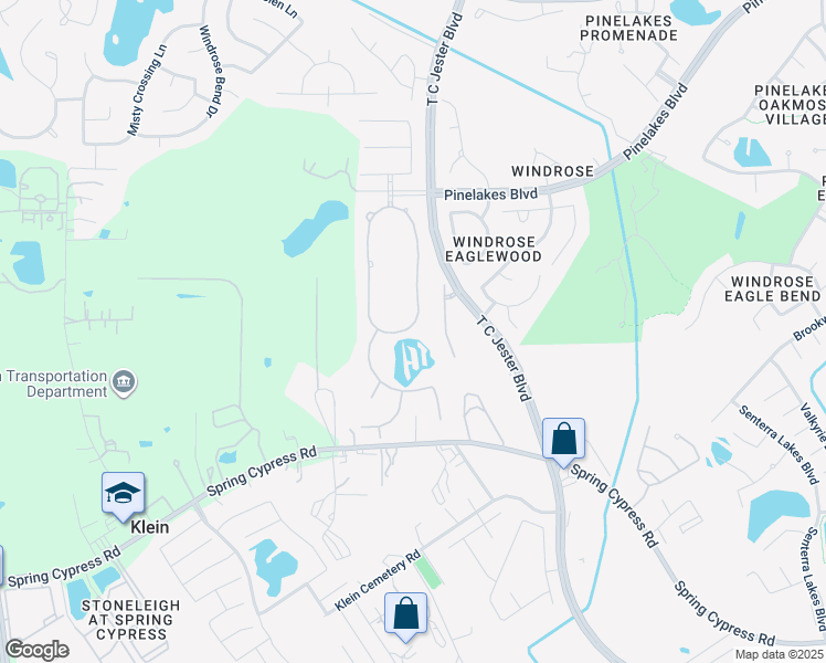 map of restaurants, bars, coffee shops, grocery stores, and more near 20015 Wyndham Rose Lane in Spring