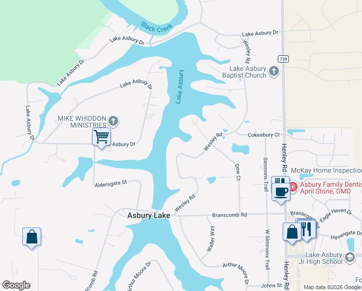 map of restaurants, bars, coffee shops, grocery stores, and more near 258 Wesley Road in Green Cove Springs