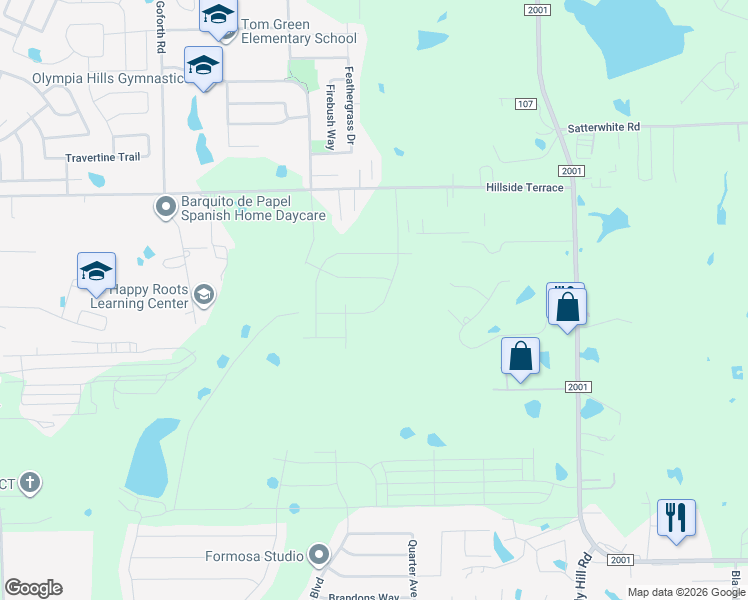 map of restaurants, bars, coffee shops, grocery stores, and more near 133 Circle Drive in Buda