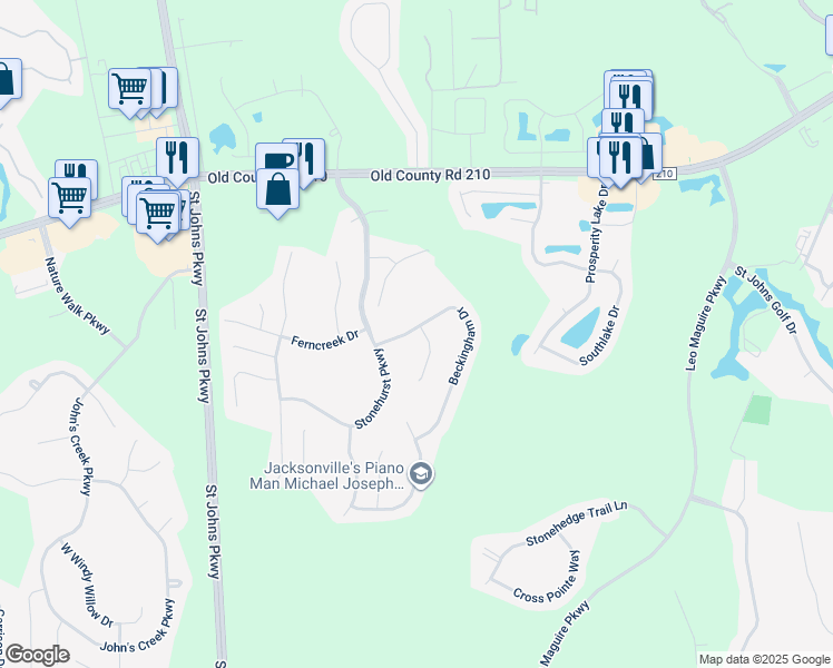 map of restaurants, bars, coffee shops, grocery stores, and more near 1201 Woodchurch Lane in St. Augustine
