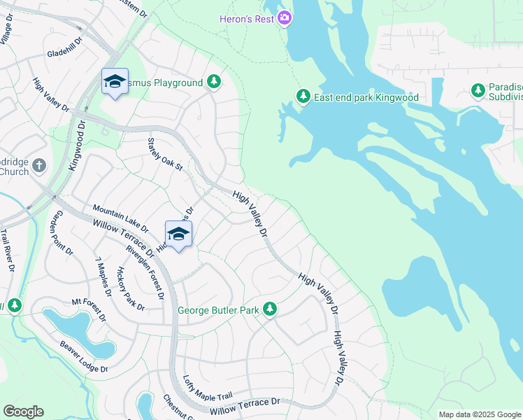 map of restaurants, bars, coffee shops, grocery stores, and more near 6103 Rapid Creek Court in Houston