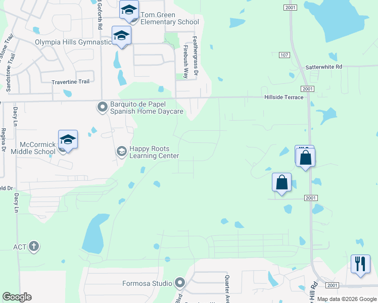 map of restaurants, bars, coffee shops, grocery stores, and more near 1390 Hillside Terrace in Buda