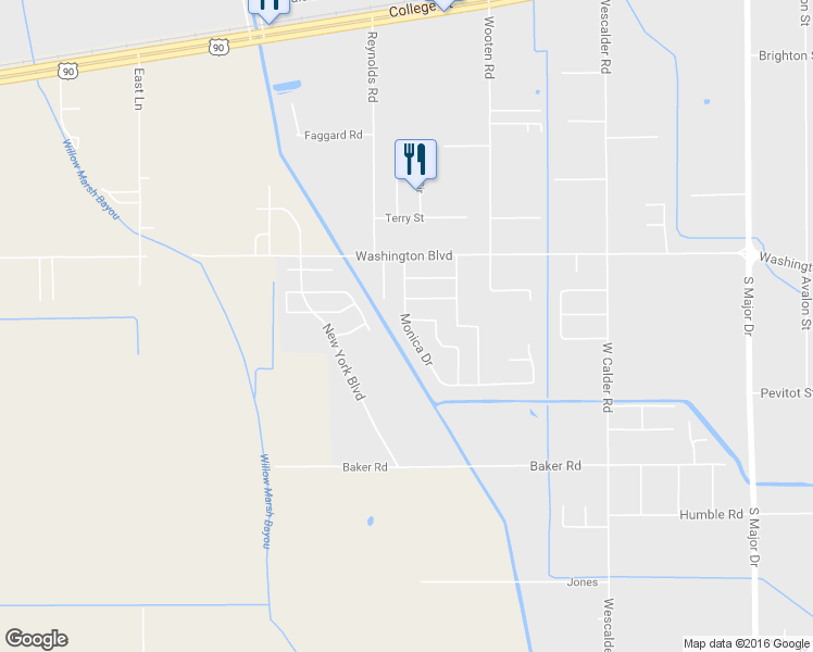 map of restaurants, bars, coffee shops, grocery stores, and more near 2335 Monica Drive in Beaumont