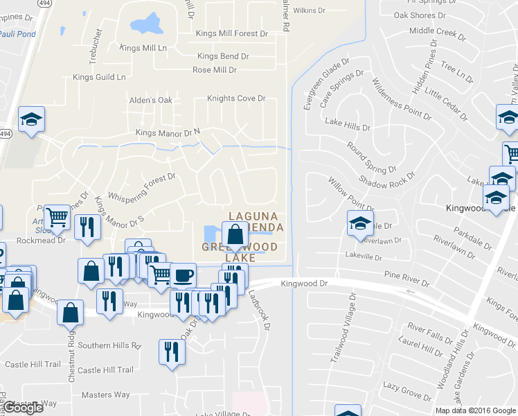 map of restaurants, bars, coffee shops, grocery stores, and more near 22109 Iron Knoll Drive in Humble