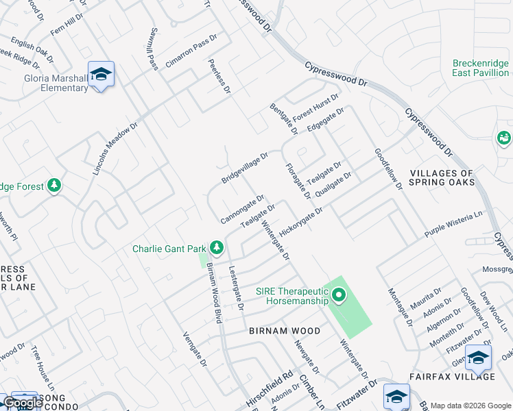 map of restaurants, bars, coffee shops, grocery stores, and more near 24003 Rockygate Drive in Spring