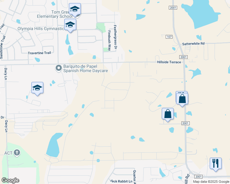 map of restaurants, bars, coffee shops, grocery stores, and more near 1390 Hillside Terrace Dr in Buda