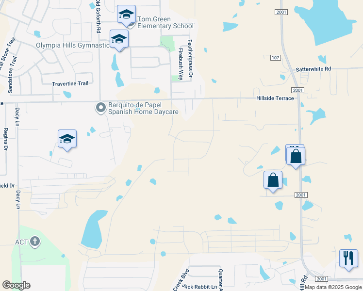 map of restaurants, bars, coffee shops, grocery stores, and more near 1390 Hillside Terrace Dr in Buda