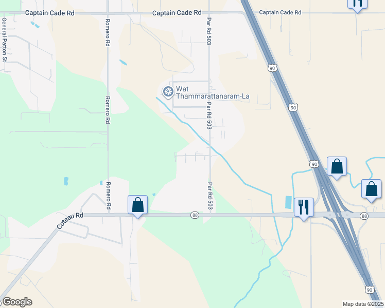 map of restaurants, bars, coffee shops, grocery stores, and more near 4010 Melancon Road in Broussard