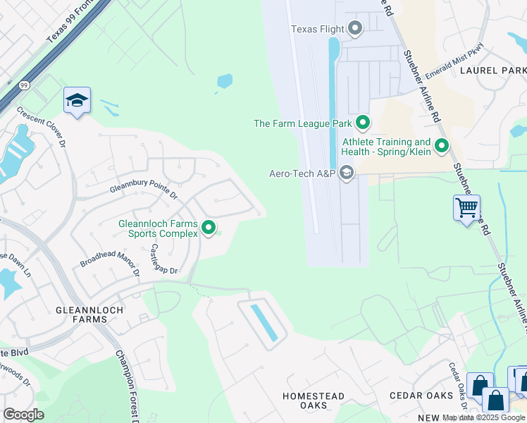 map of restaurants, bars, coffee shops, grocery stores, and more near 19806 Letchfield Hollow Drive in Spring