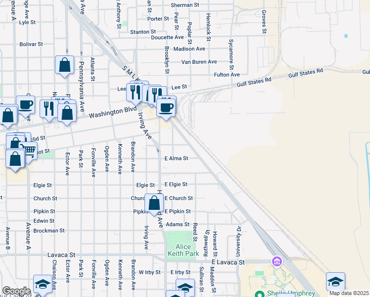 map of restaurants, bars, coffee shops, grocery stores, and more near 260 East Chapin Avenue in Beaumont