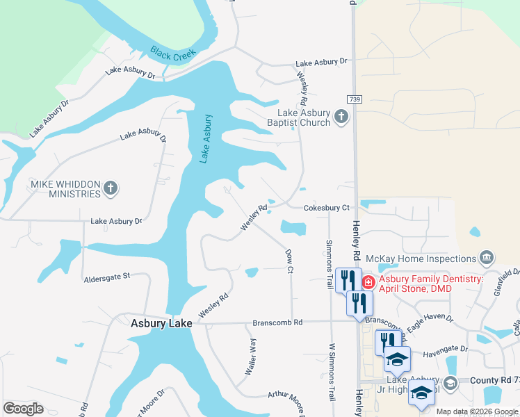 map of restaurants, bars, coffee shops, grocery stores, and more near 373 Wesley Road in Green Cove Springs