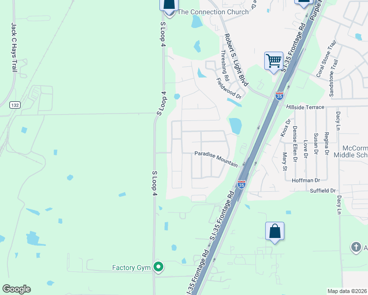map of restaurants, bars, coffee shops, grocery stores, and more near 451 Hot Spring Valley in Buda