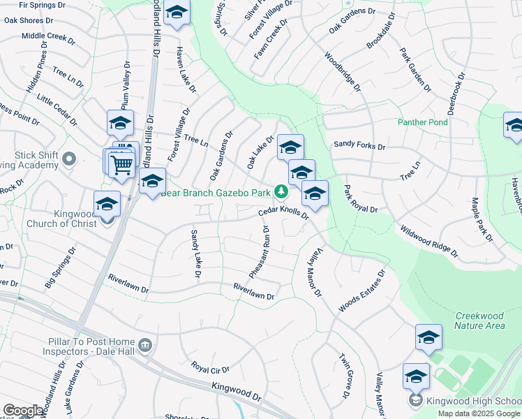 map of restaurants, bars, coffee shops, grocery stores, and more near 3318 Village Falls Court in Humble