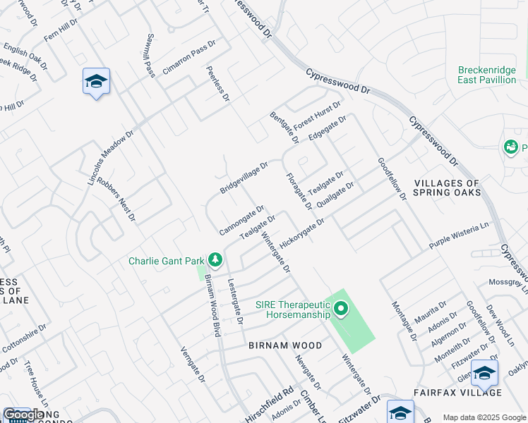 map of restaurants, bars, coffee shops, grocery stores, and more near 24003 Rockygate Drive in Spring