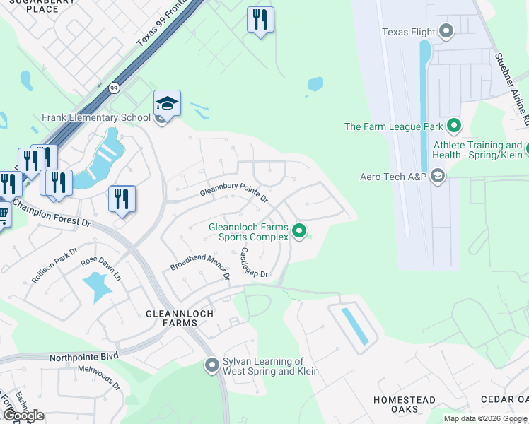 map of restaurants, bars, coffee shops, grocery stores, and more near 9306 Edgeloch Drive in Spring